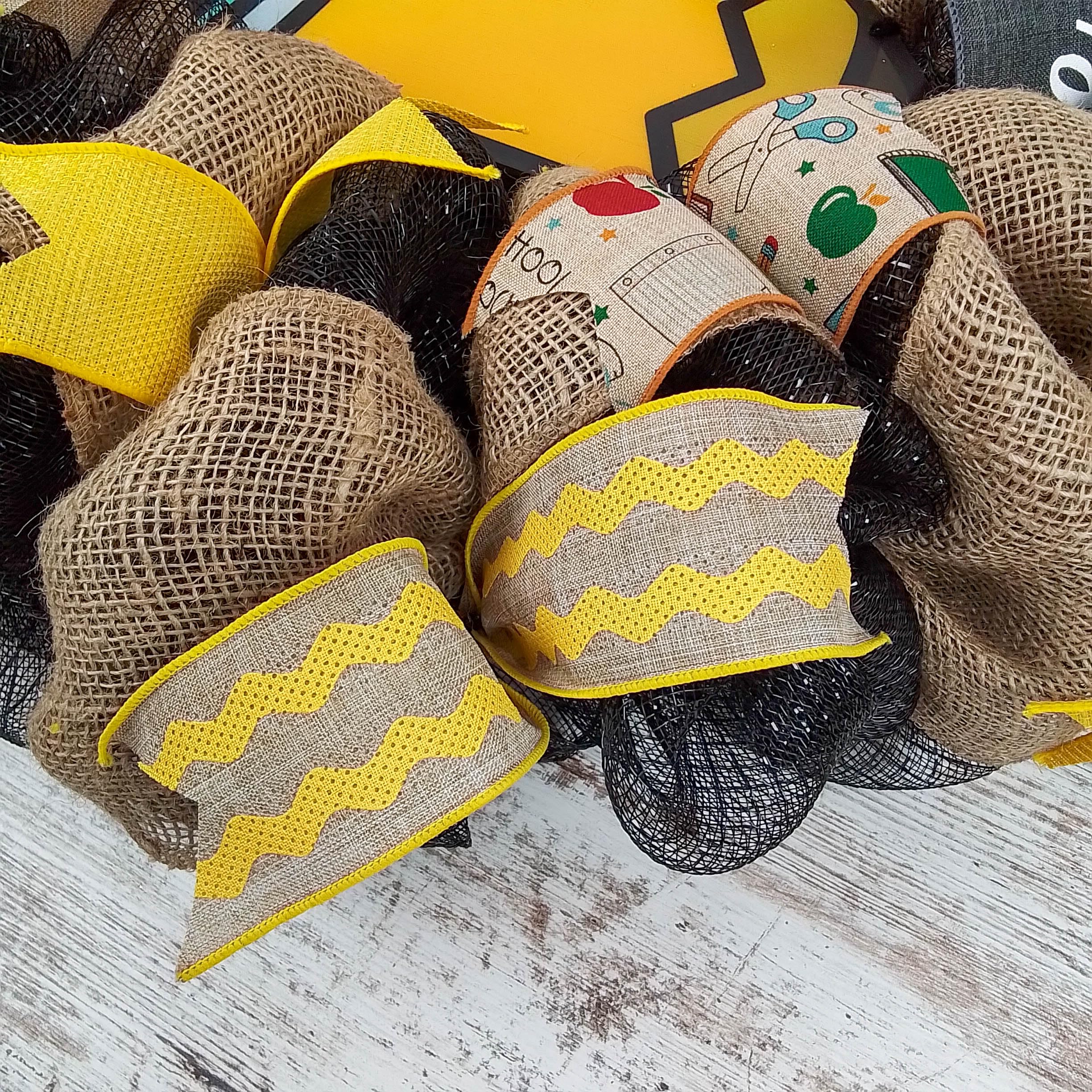 Teacher Appreciation Pencil Wreath - Black & Yellow Classroom Door Decor for Back to School & End of Year Gifts - Perfect for Teacher's Desk, Classroom Door & School Bulletin Boards