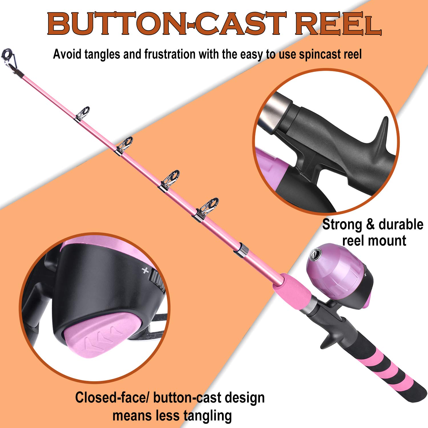 PLUSINNO Kids Fishing Pole - Telescopic Fishing Rod and Reel Combo Kit with Tackle Box | Portable Spincast Fishing Gear for Boys, Girls & Youth | Perfect for Outdoor Adventures, Camping & Family Fishing Trips