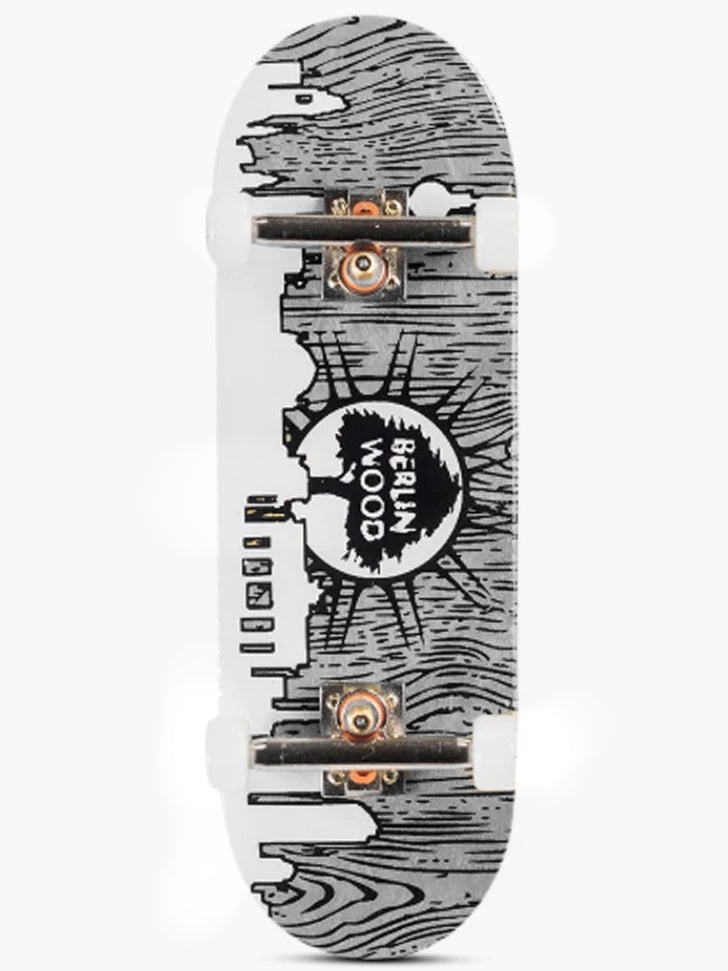 Berlinwood Fingerboard Complete BW Skyline - Professional Finger Skateboard for Tricks & Stunts - Perfect for Skateboard Enthusiasts & Collectors