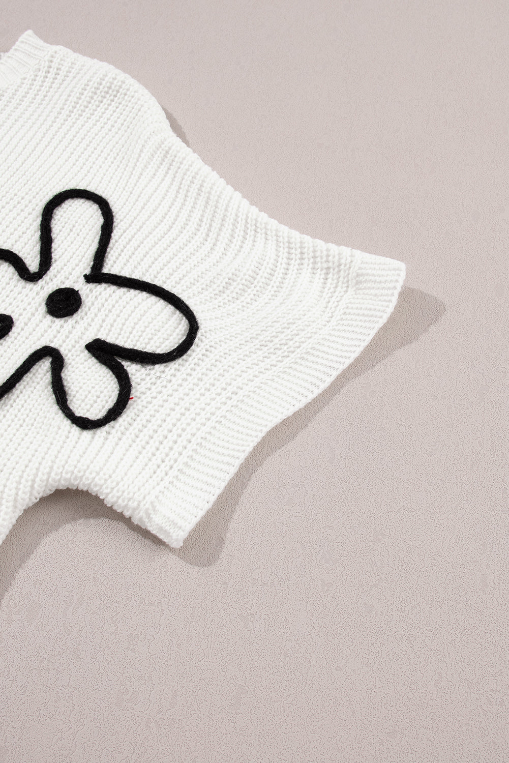 Floral Embroidered Short Sleeve Knit Sweater for Women - Spring & Summer Casual Wear, Office Outfits, and Date Night Fashion
