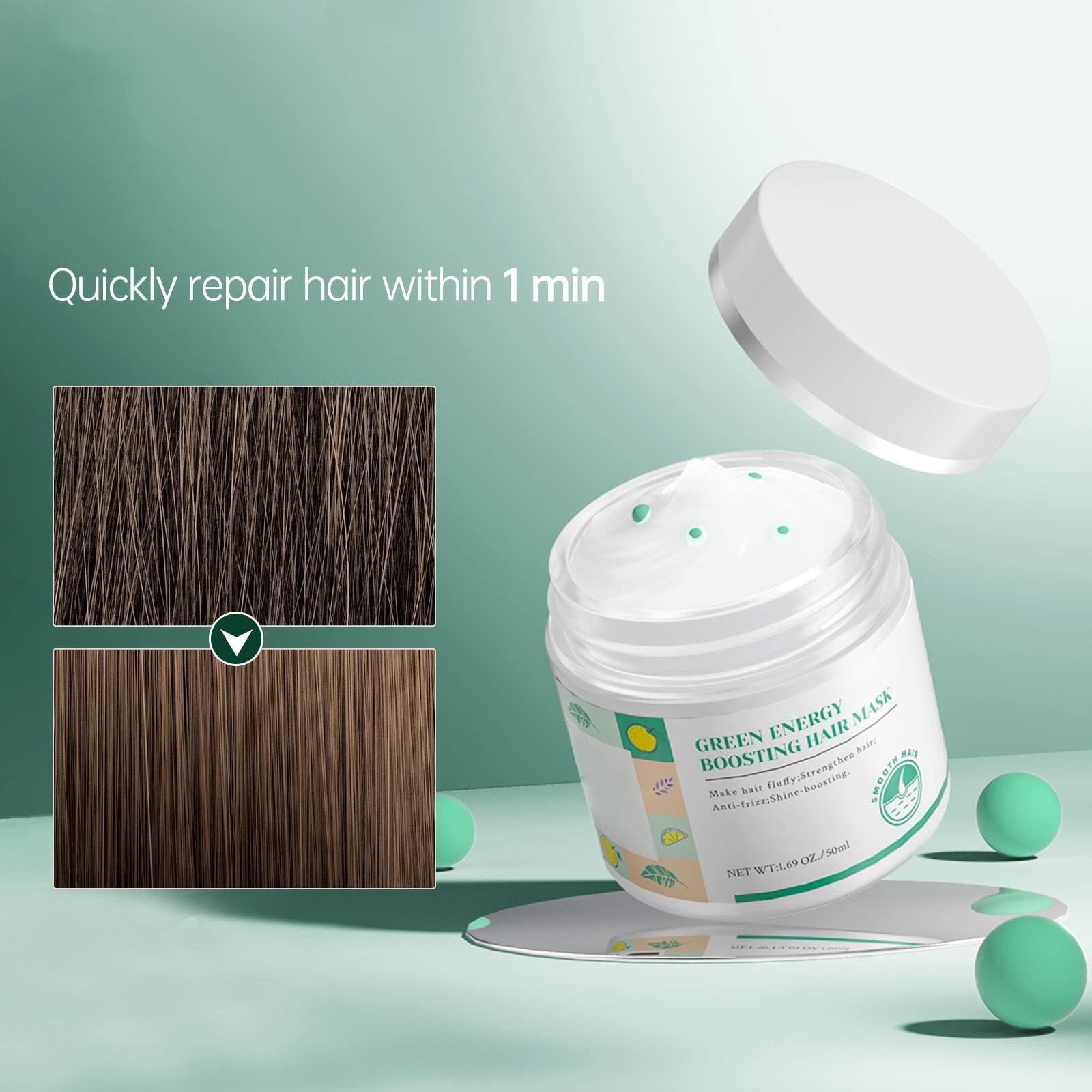 Hocossy Keratin Hair Mask for Dry Damaged Hair - Intensive Deep Conditioning Treatment for Moisturizing & Smoothing - Hair Repair for Women & Men - 50g - Perfect for Salon-Quality Hair Care at Home