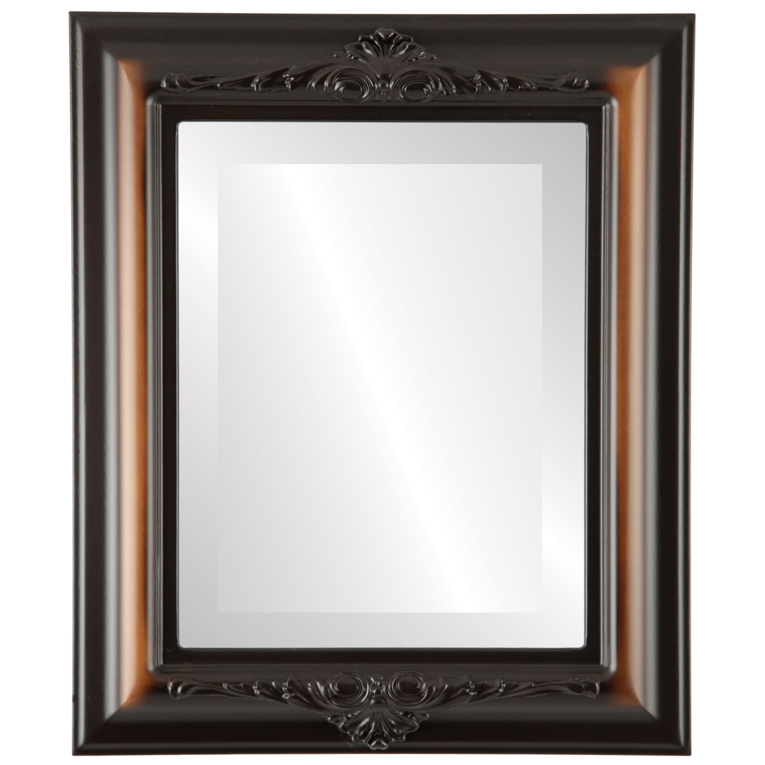 OVALCREST Rectangle Beveled Wall Mirror - Winchester Style Walnut Frame 27x33 Inches - Elegant Home Decor for Living Room, Bedroom & Entryway