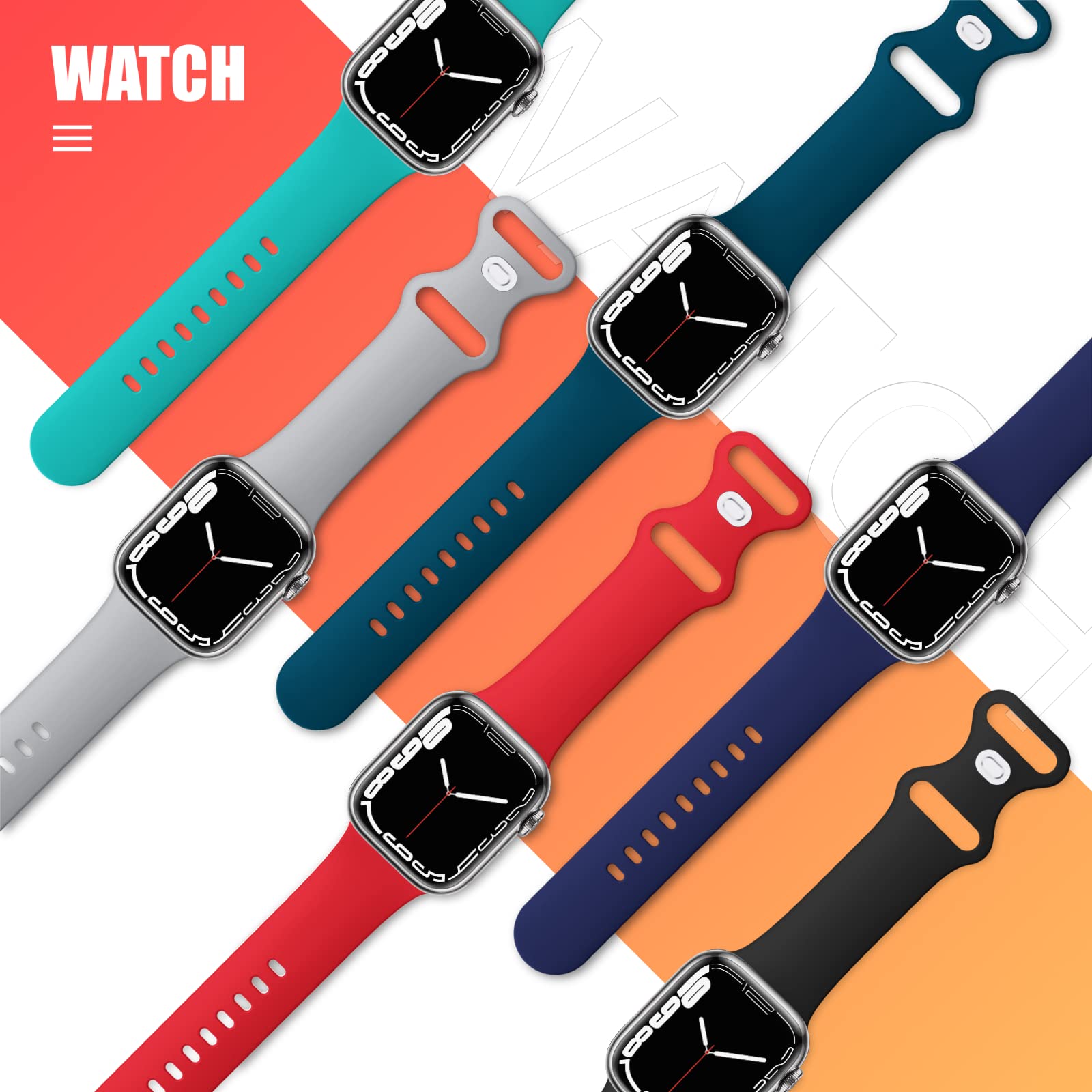 (6 Pack) Sport Bands Compatible with Apple Watch 38mm 40mm 41mm 42mm 44mm 45mm 46mm 49mm - Soft Silicone Replacement Strap for iWatch Ultra 2/Ultra/SE/Series 10/9/8/7/6/5/4/3/2/1 - Perfect for Gym, Running & Everyday Wear (Men & Women)