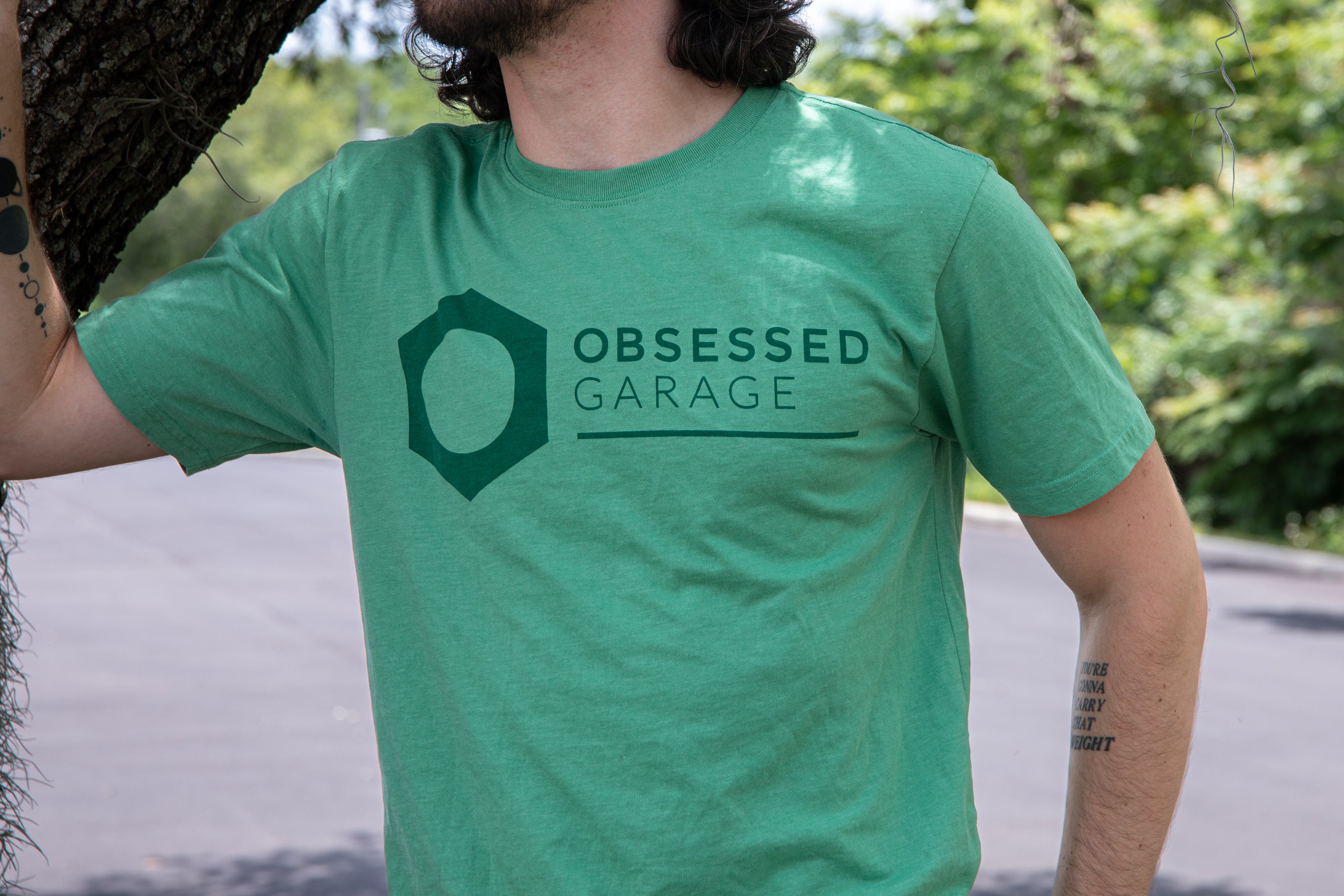 Obsessed Garage Modern Logo T-Shirt - Stylish & Comfortable Cotton Tee for Car Enthusiasts & Casual Wear