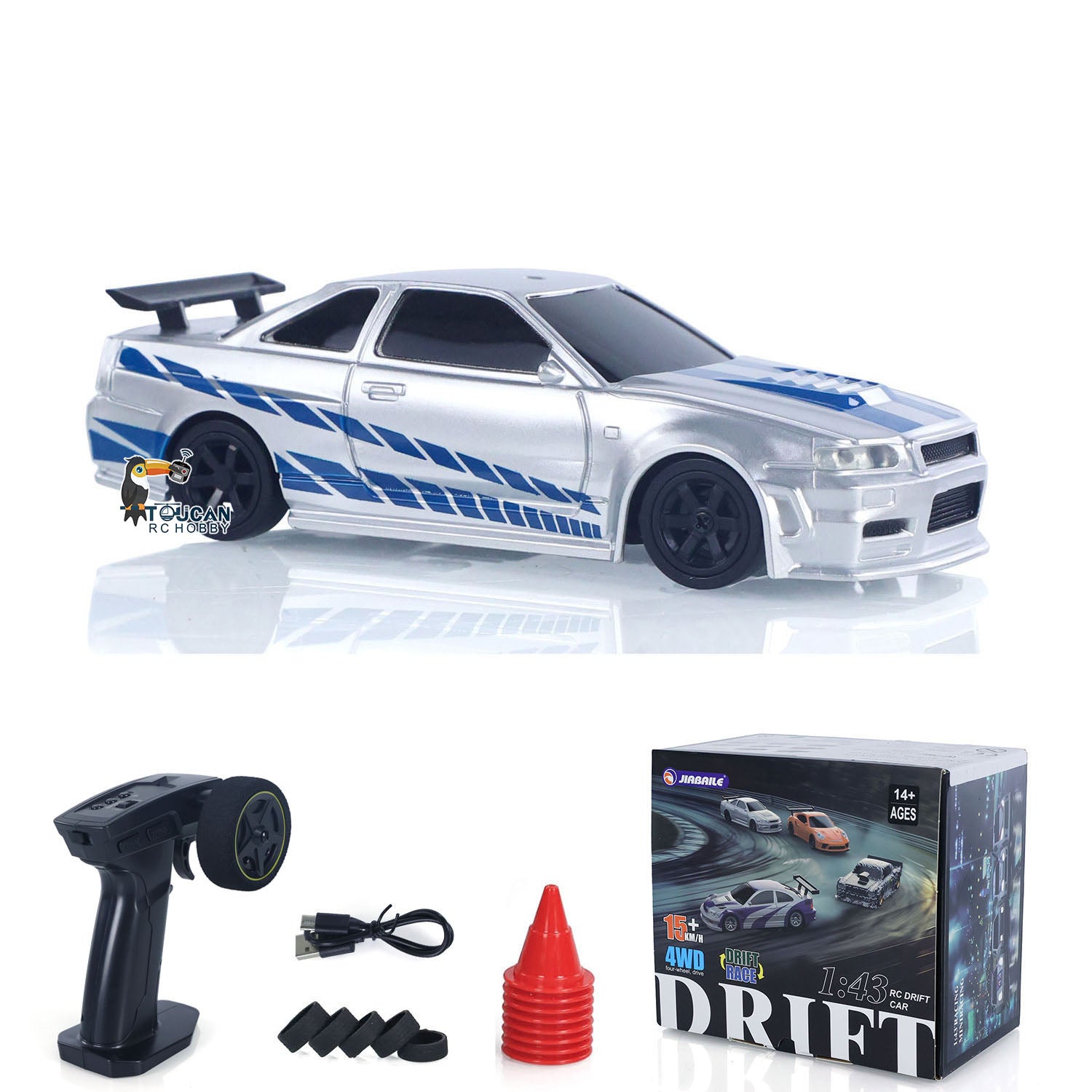 1/43 Scale R34 RC Racing Car - 4WD High Speed Drift Remote Control Vehicle with 2.4G Radio, Ready-to-Run Mini Toy Car - Perfect Gift for Kids | Indoor Racing & Backyard Drifting Fun