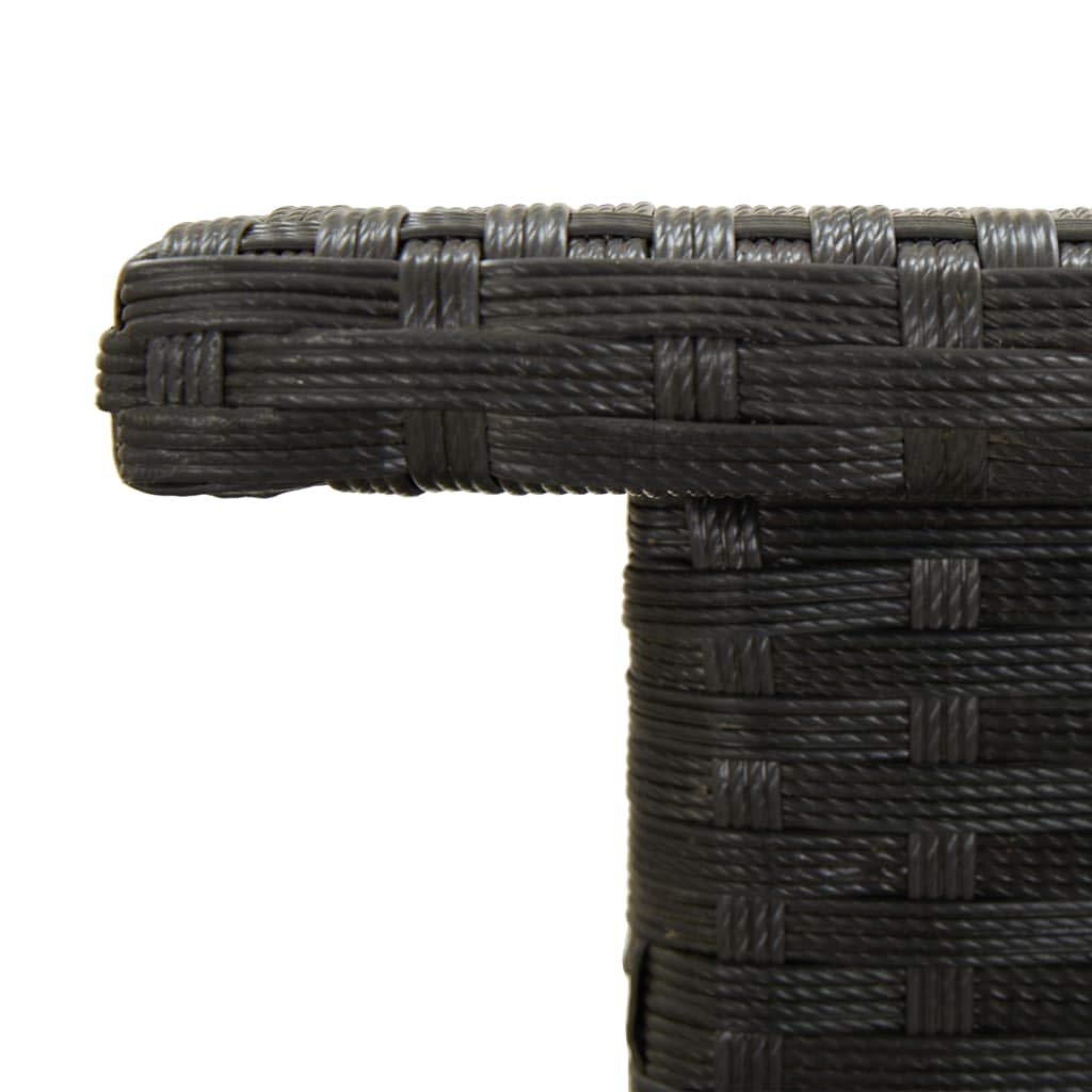 Weather-Resistant Black Poly Rattan Tea Table 19.7
