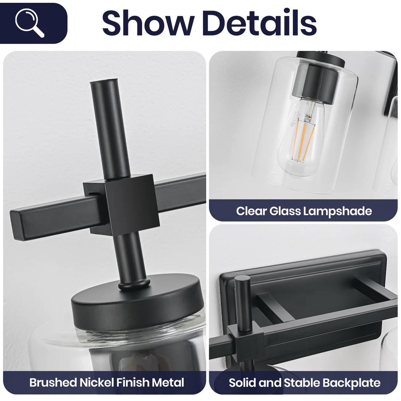Jasper Modern 4-Light Clear Glass Bathroom Vanity Light Fixture - Elegant Lighting for Bathroom, Powder Room & Dressing Area