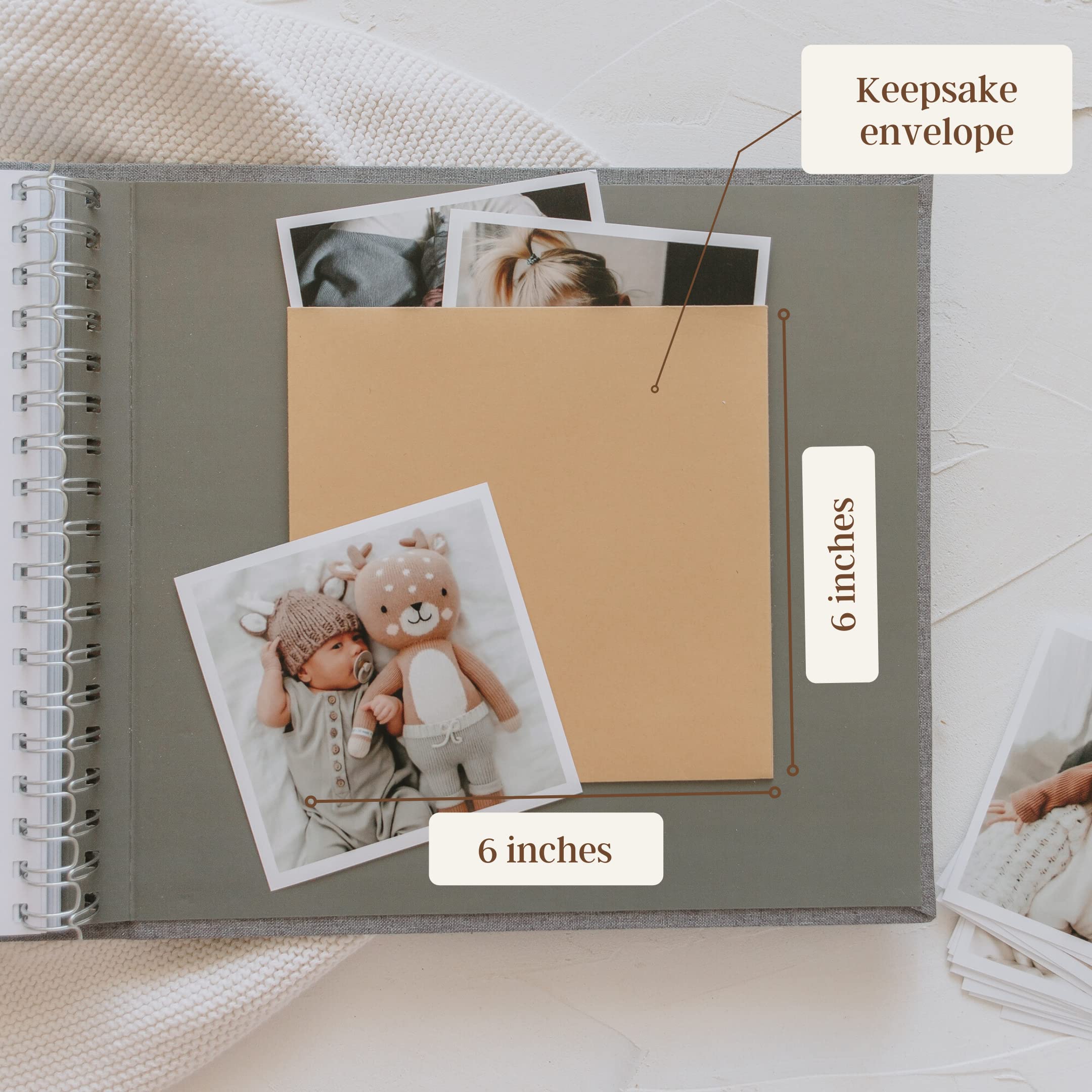 Peachly Baby Boy Memory Book | First Year Keepsake Scrapbook for Milestones | Grey Linen Baby Book for Boys - Perfect for Recording First Steps, Birthday Memories & Special Moments (Finn Design)