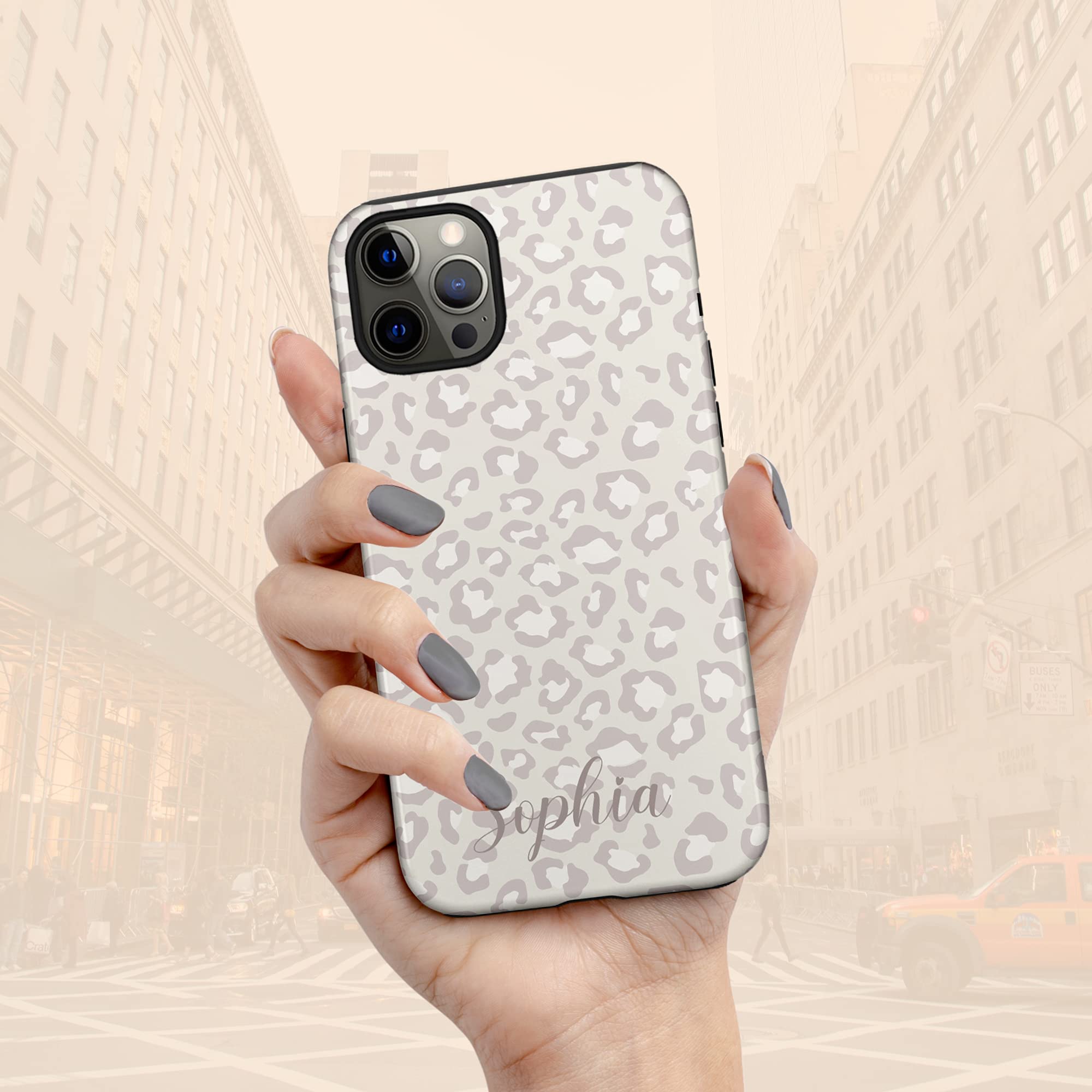 Custom Leopard Print iPhone Case - Personalized Name Phone Cover for iPhone 16 Plus/15 Pro Max/14/13 Mini/12/11/X/XS Max/XR/7/8 - Stylish & Lightweight Protection for Everyday Use, Work & Travel