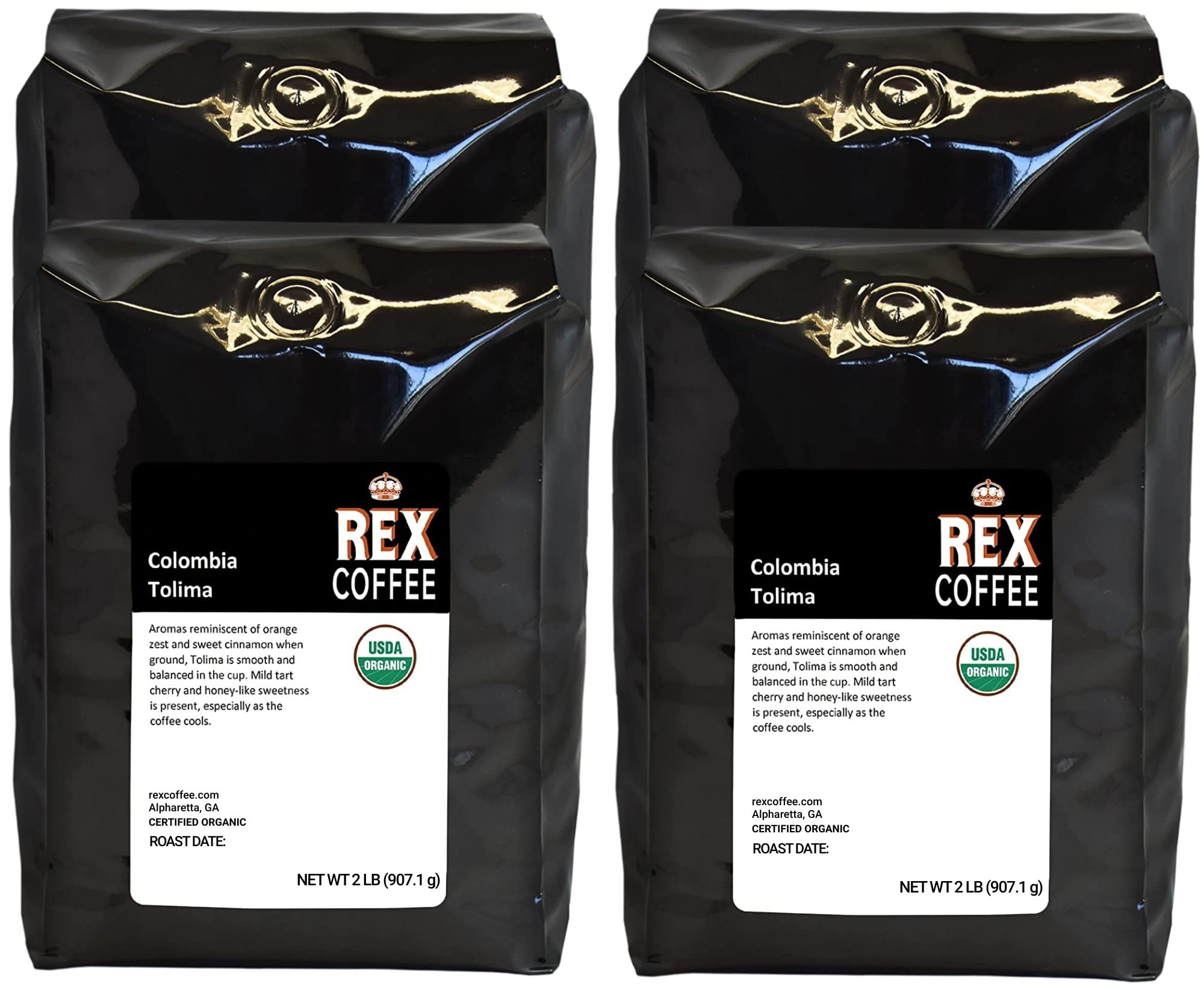 Organic Colombia Tolima Medium Roast Whole Bean Coffee - Single Origin, 32oz (Pack of 4) | Premium Arabica Beans for Home Brewing, Office & Gifts