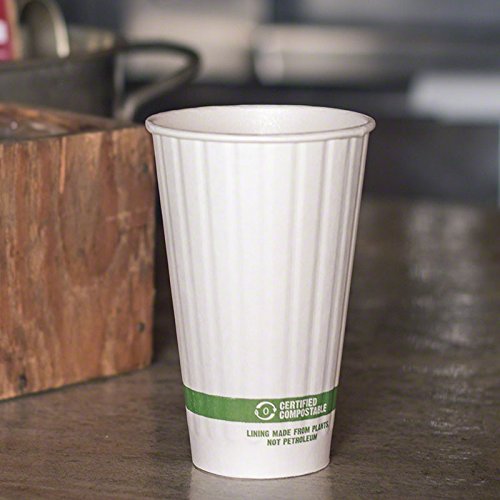 16 oz Double Wall Insulated Compostable Hot Paper Cups - Biodegradable Coffee Cups for Hot Beverages (600 Count) - Perfect for Coffee Shops, Offices, and Eco-Friendly Events