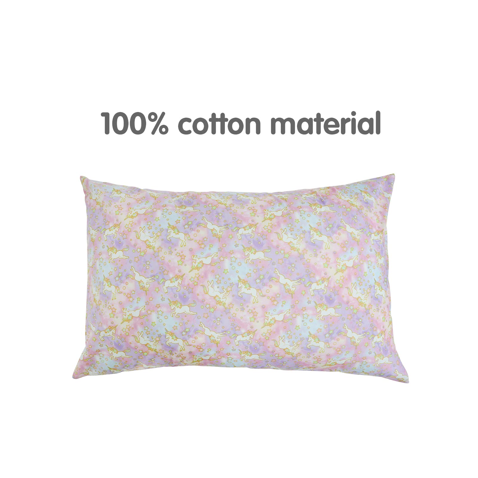 Pink Rainbow Unicorn Pillowcases - 2 Pack Soft Breathable Cotton Toddler Pillow Covers with Envelope Closure, Standard 20x30 Inch - Perfect for Kids Bedroom, Nursery Decor & Travel Accessories