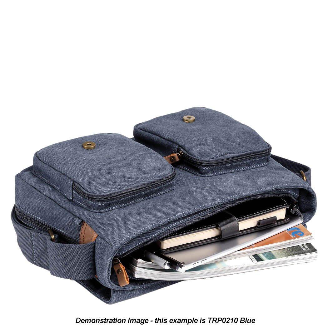 TRP0210 Troop London Classic Canvas Messenger Bag for Men & Women - Durable Waterproof Crossbody Bag for Work, Travel & School - Stylish Laptop Briefcase with Adjustable Strap