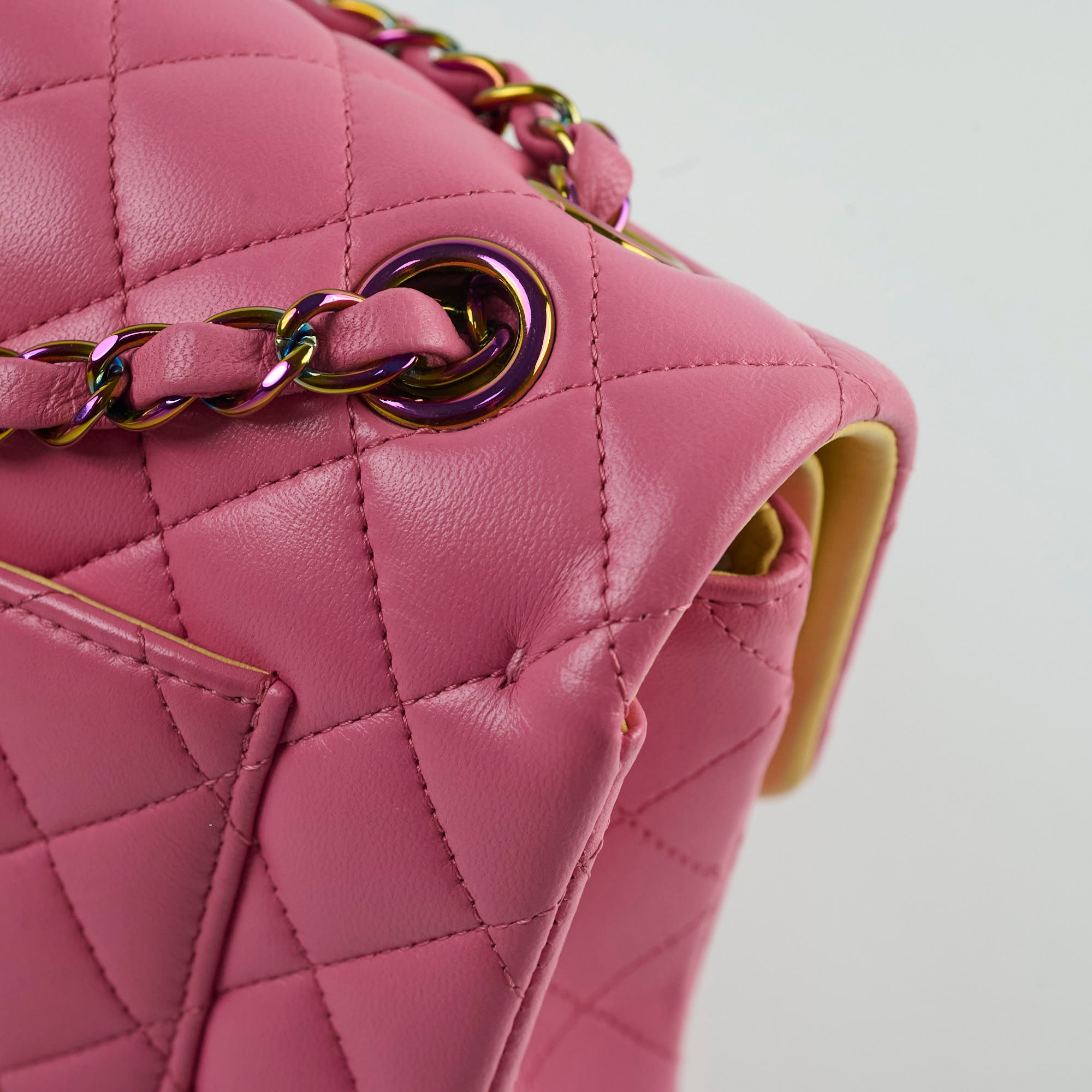 Chanel Small Double Classic Flap Bag in Pink & Yellow | Luxury Designer Crossbody Purse for Women | Perfect for Date Night & Special Occasions