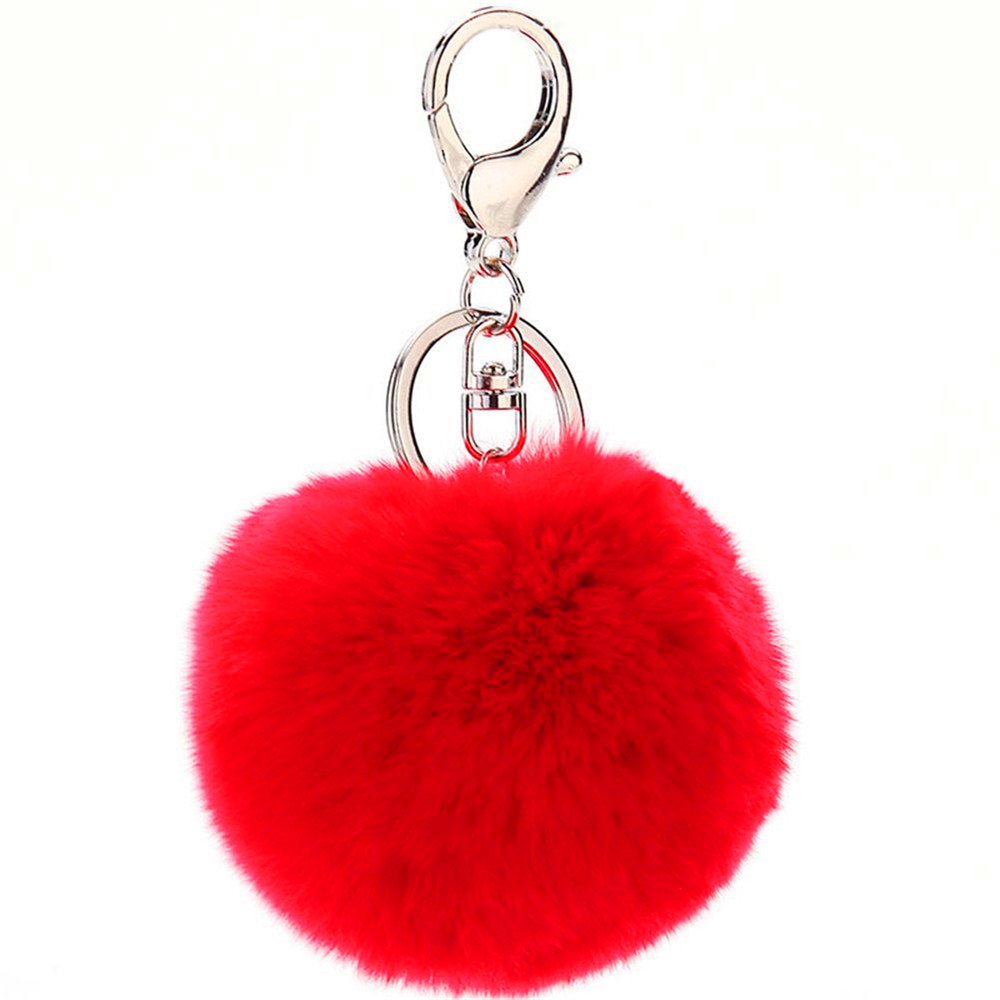 JewelBeauty Faux Fur PomPom Keychain - Cute Handbag Charm, Key Ring Accessory for Women & Girls | Perfect for Backpacks, Purses, Gift Giving & DIY Decor