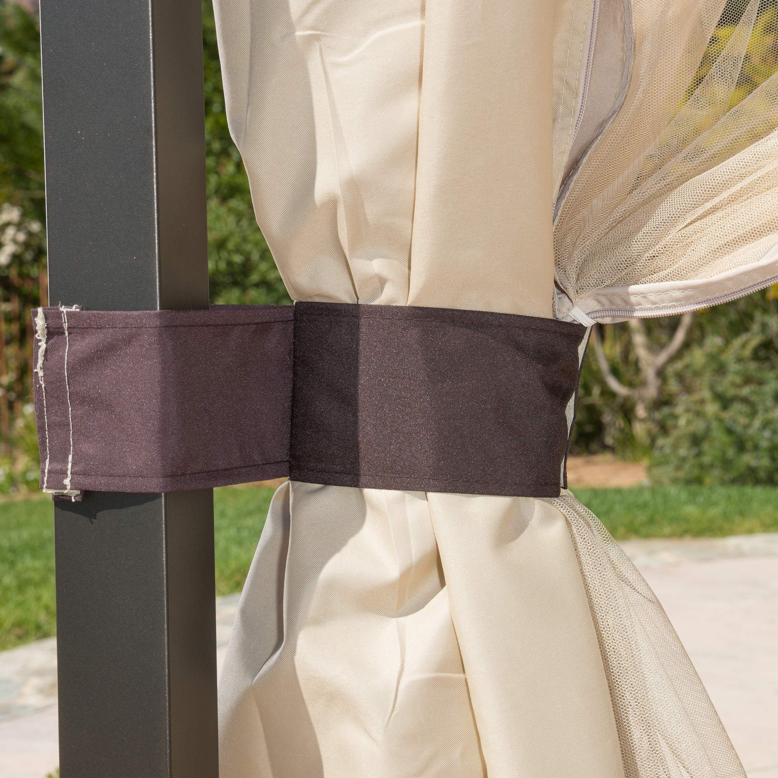 Christopher Knight Home CKH Outdoor Gazebo Canopy with Net Drapery - Beige Waterproof Patio Shade Cover for Garden, Backyard, and Poolside Relaxation