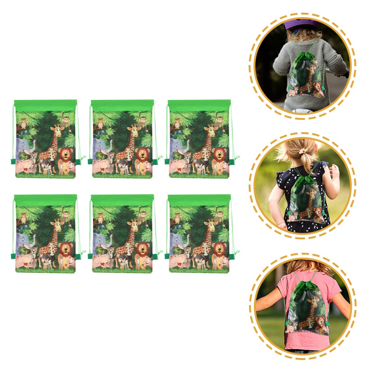 6pcs Cartoon Drawstring Backpack Bags for Kids Birthday Party Favors - Non Woven Goodie Bags, Party Supplies & Souvenir Pouches - Perfect for School Events, Halloween Treats & Gift Exchanges