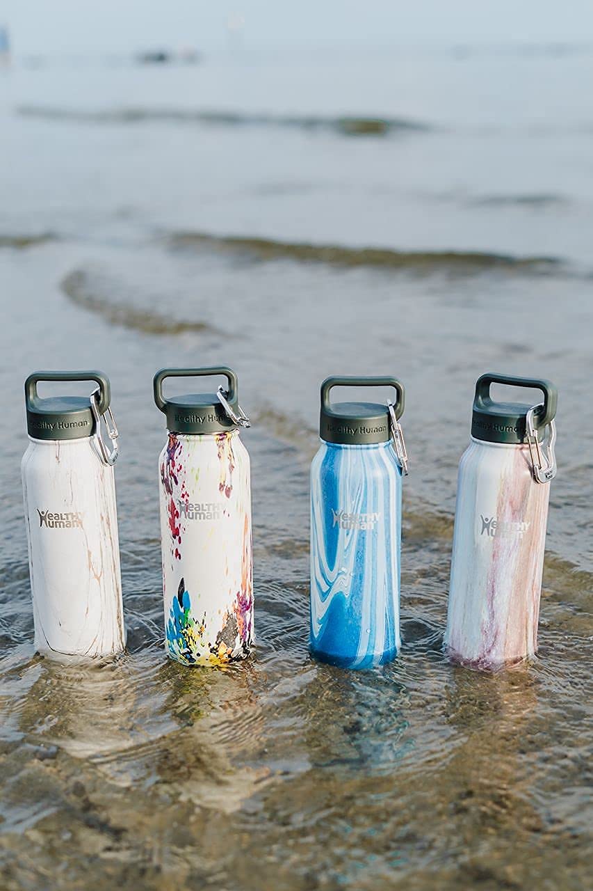 Healthy Human Stainless Steel Water Bottle - 16oz Double Walled Vacuum Insulated Thermos for Hot & Cold Drinks | Eco-Friendly Leak Proof Travel Bottle with Art Deco Design | Perfect for Gym, Hiking, Office & Outdoor Activities (473ml)
