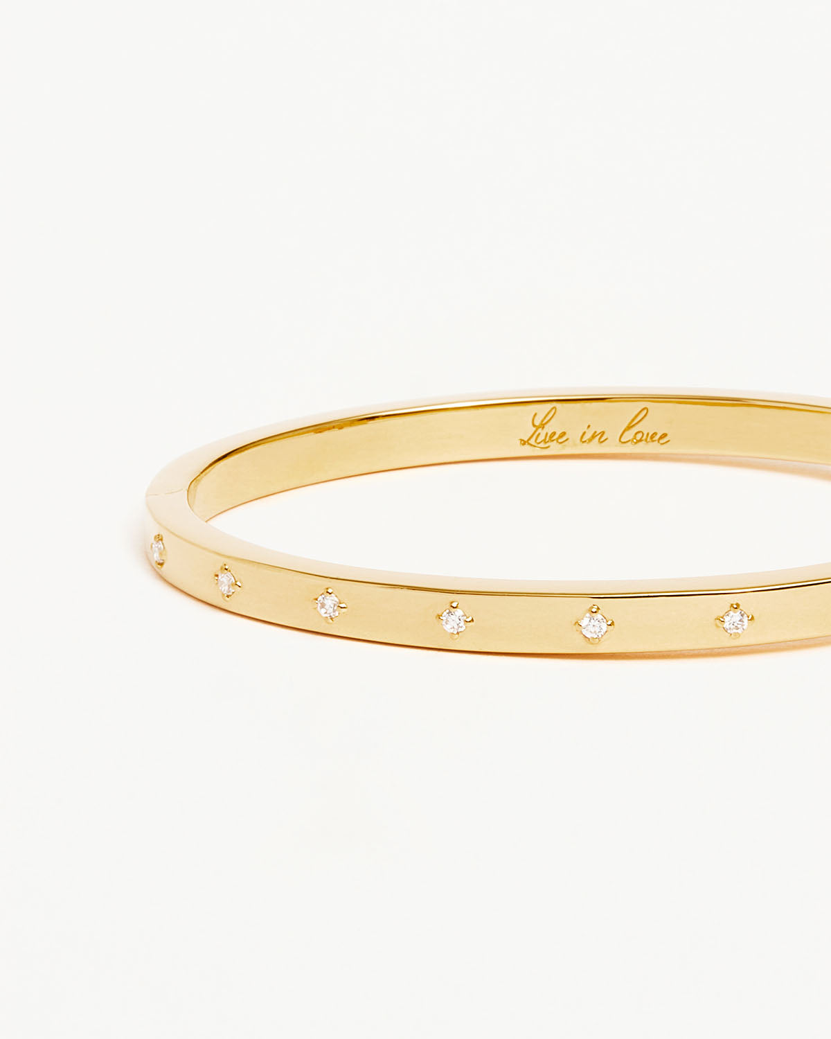 18k Gold Vermeil Live in Love Bangle Bracelet for Women - Romantic Jewelry Gift for Anniversary, Valentine's Day & Special Occasions