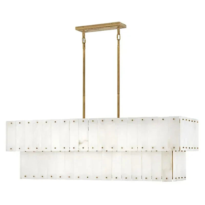 Alabaster Rancho 2-Tier Linear Chandelier - Modern Crystal Ceiling Light Fixture for Dining Room, Kitchen Island & Bedroom Lighting