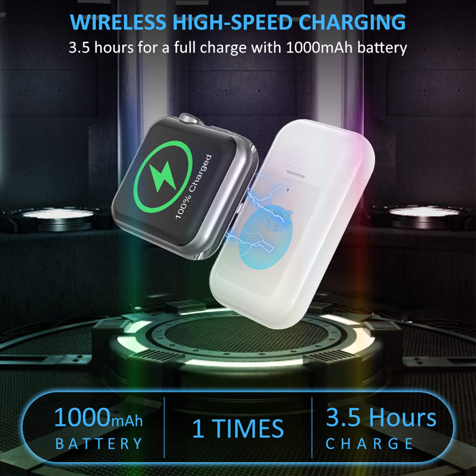 Portable Wireless Charger for Apple Watch Series 7/6/5/4/3/2/1/Nike+, 1000mAh Power Bank - Compatible Charging Station for Travel, Gym & Outdoor Activities
