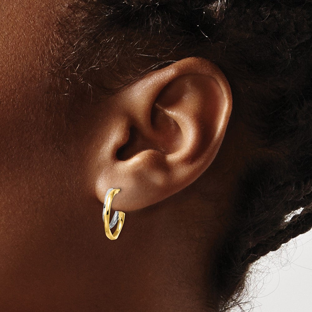 14K Gold Diamond Cut J Hoop Earrings for Women - Elegant Dangle Earrings for Daily Wear & Special Occasions | Model YE1919