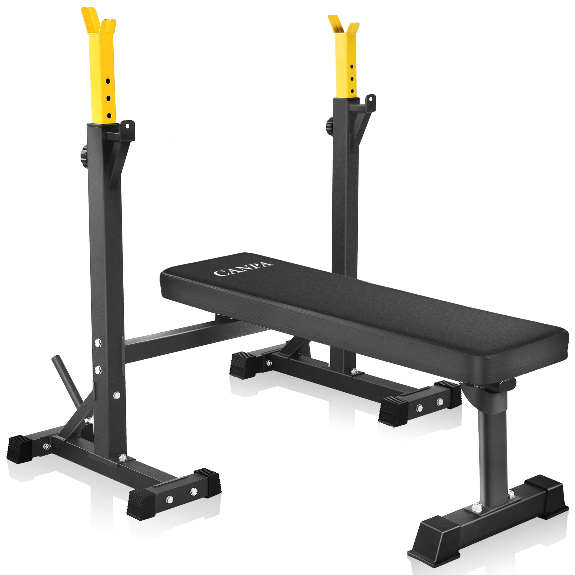 CANPA Olympic Weight Bench with Squat Rack - Adjustable Barbell Stand for Strength Training & Home Gym Workouts | Multi-Functional Bench Press for Powerlifting, Bodybuilding & CrossFit