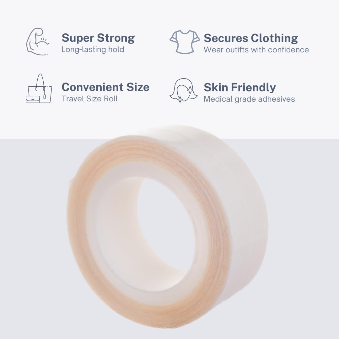 Jo Thornton - Double Sided Fashion Tape for Clothes, Body, Hijab & Dresses - 3m Clear Adhesive Tape for Wardrobe Fixing & Secure Outfits - Perfect for Strapless Dresses, Swimwear & Modest Fashion