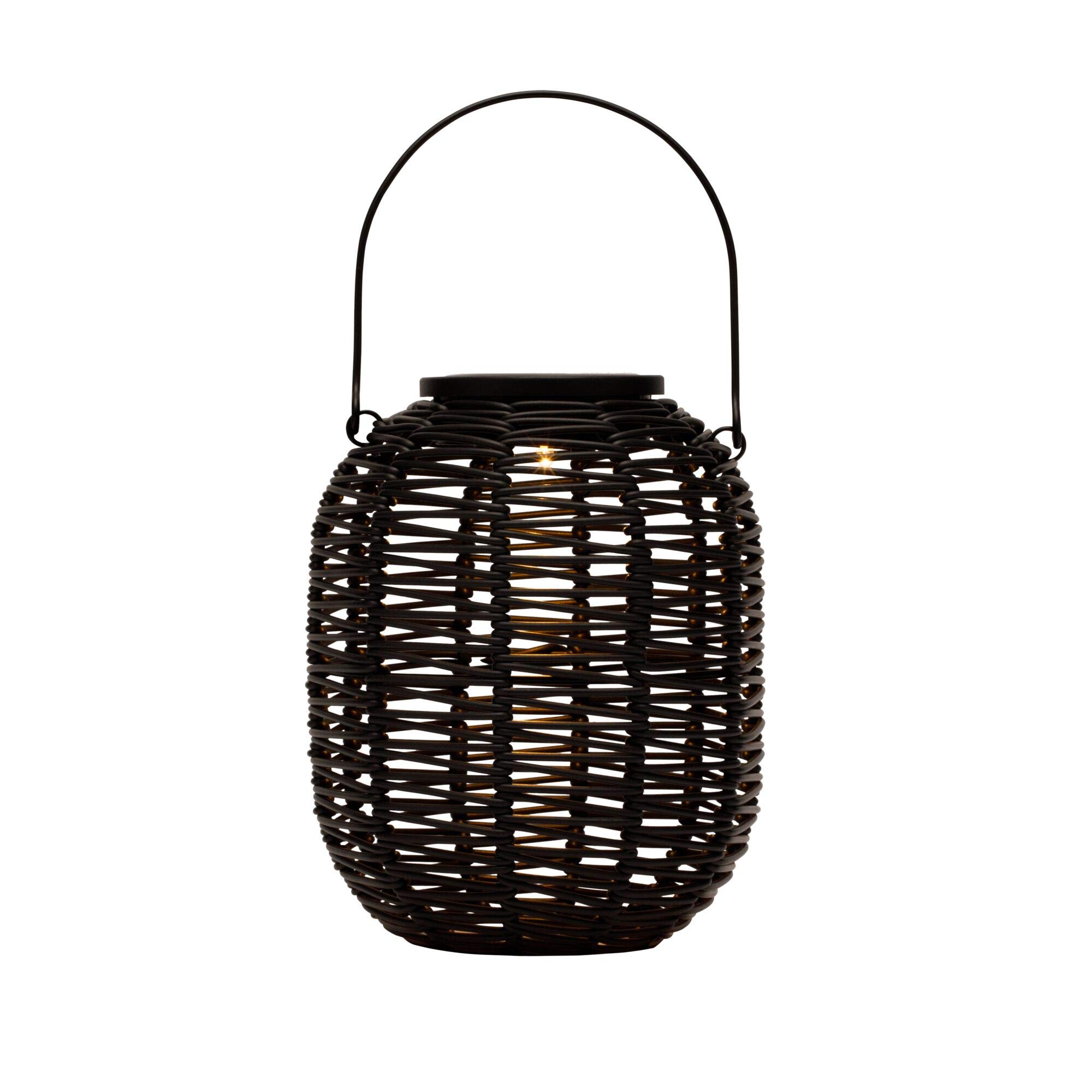 Pauleen Sunshine Treasure 48167 Solar Lantern - Outdoor Solar Powered Rattan Lighting for Garden, Balcony, Patio (3000K Warm White, Black) | Perfect for Backyard Decor, Pathway Illumination & Evening Ambiance