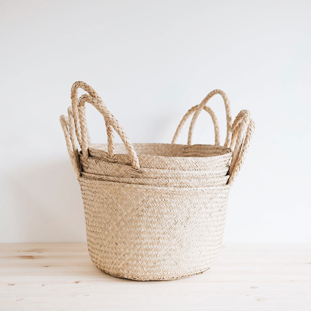 Handwoven Storage Basket with Handles - Natural Fiber Floor Basket for Home Organization, Laundry, Toys & Blankets | Perfect for Living Room, Bedroom & Nursery Decor