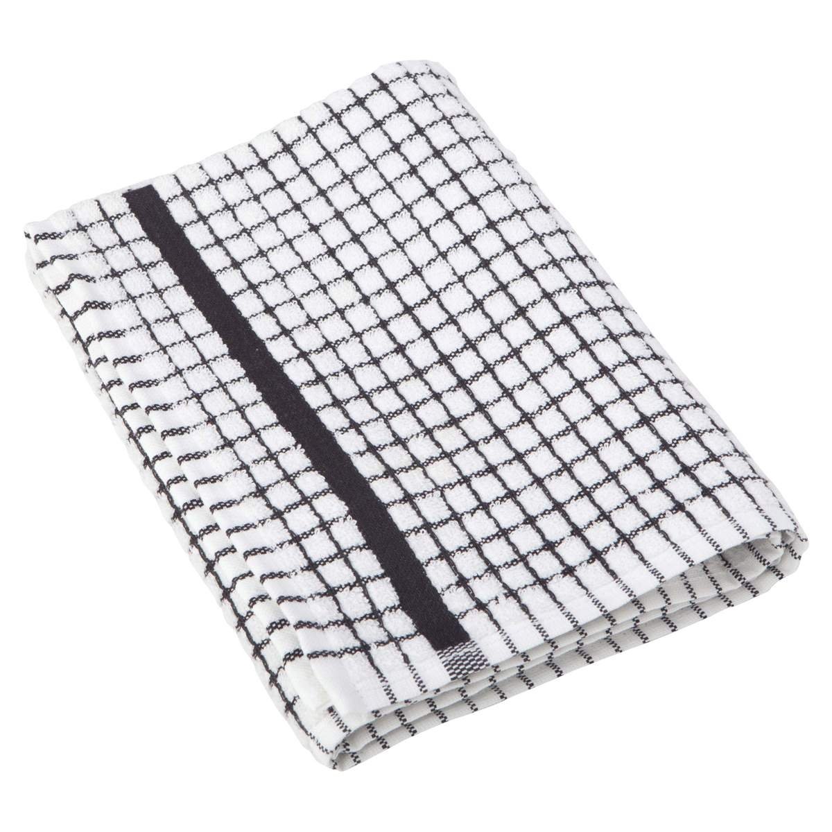 Lamont 12-Pack Original Poli-Check Tea Towels - Super Absorbent Kitchen Dish Towels (Black) | Perfect for Drying Dishes, Cleaning Spills & Decorating Your Kitchen