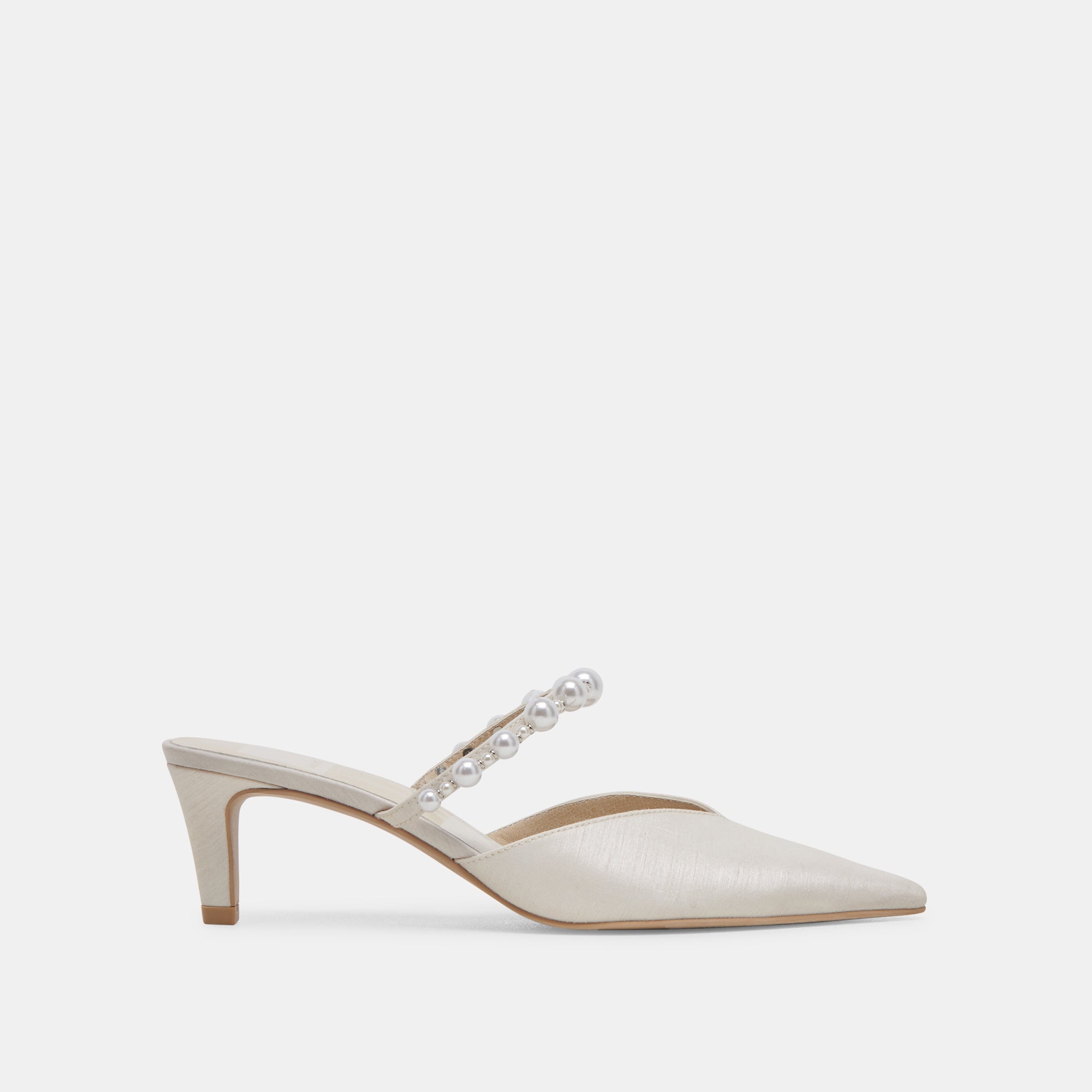 KANIKA Pearl Mid Heels - Women's Vanilla Pearl Embellished Pumps for Weddings, Parties & Formal Events