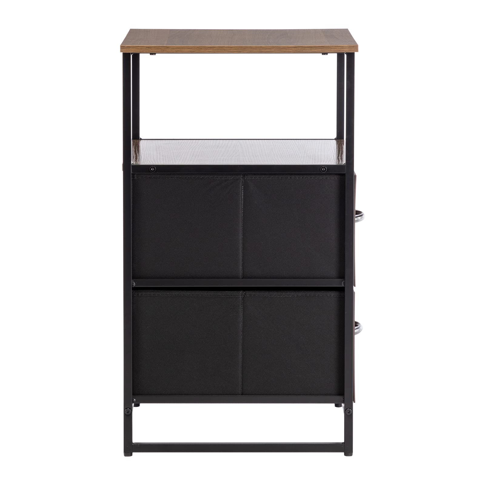 DUHOME Nightstand with 2 Drawers & Shelves - Wooden Top Bedside Table for Bedroom & Living Room Storage