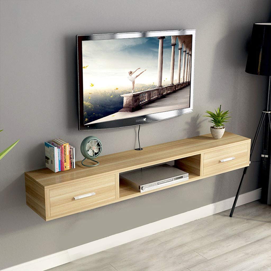Wall-Mounted TV Stand with Set Top Box Shelf - Modern Bedroom Entertainment Cabinet with Drawers for Storage | Perfect for Living Room, Bedroom & Home Theater Setup