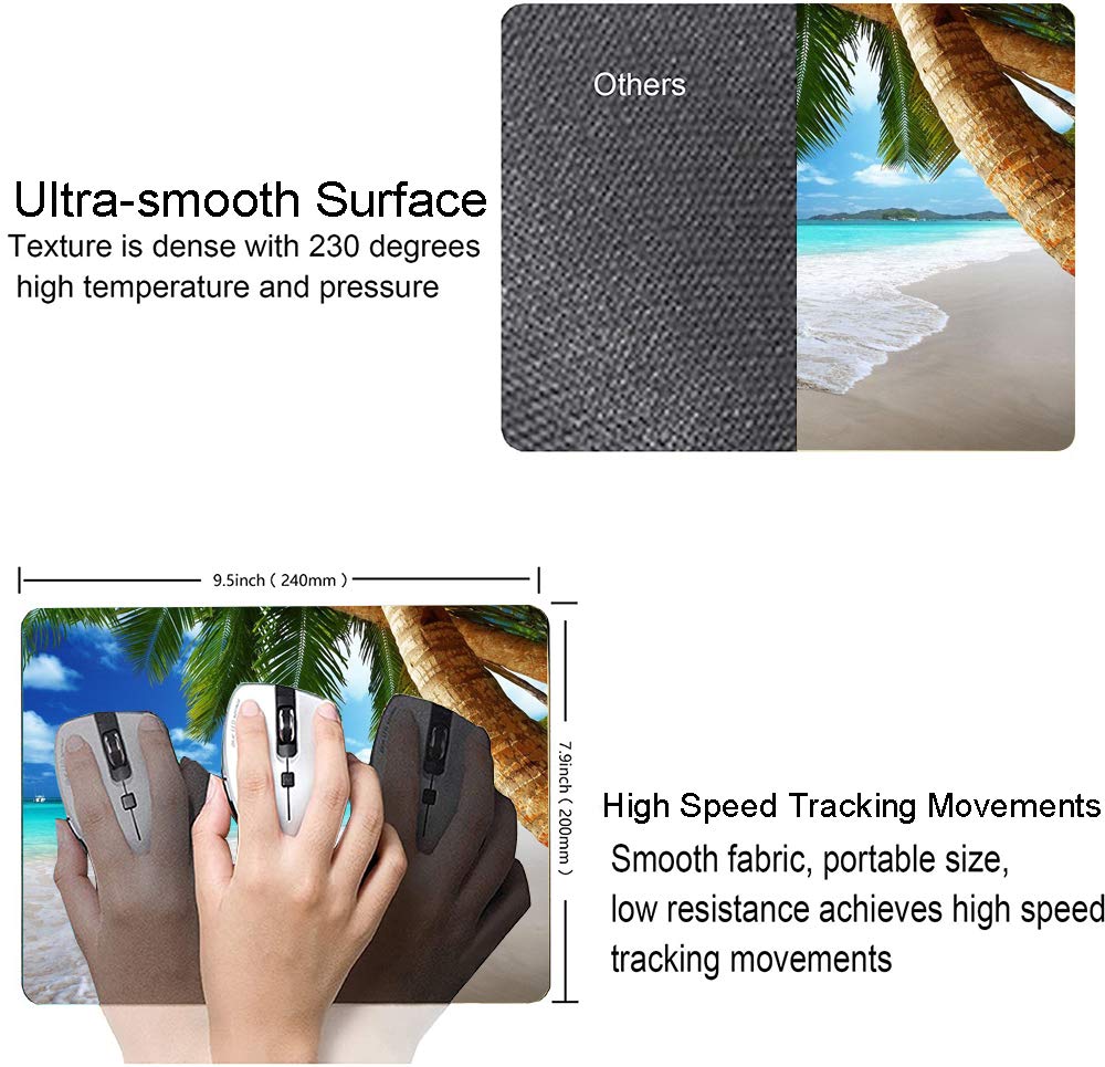 Non-Slip Coconut Tree Beach Mouse Pad - Custom Nature Design Gaming Mousepad for Computer, Laptop & Office Use - Perfect for Tropical Decor, Workstations & Gaming Setups