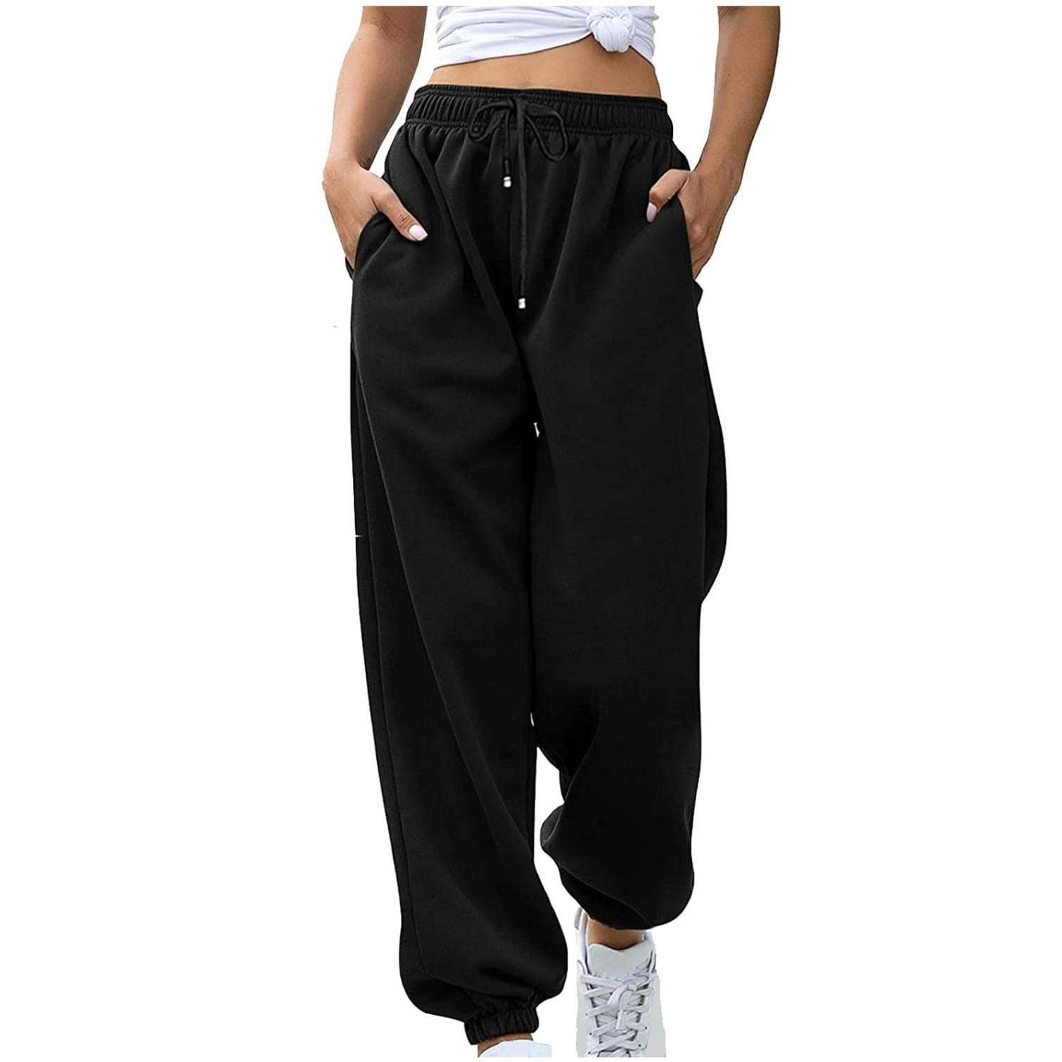 Women's High Waist Yoga Pants with Pockets - Vintage Printed Button Casual Leggings for Workout, Running & Lounge Wear | Black B