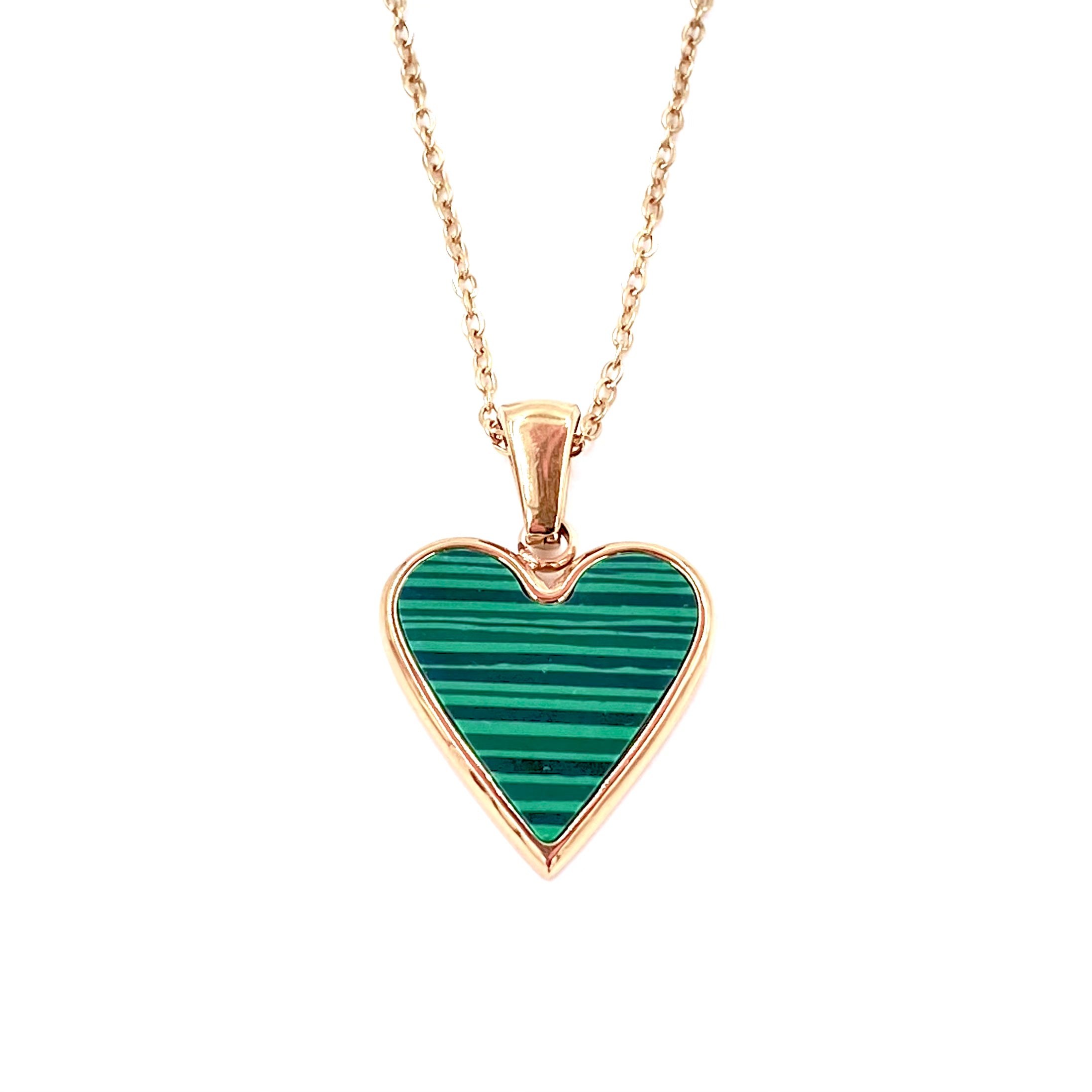 Ashley Gold Stainless Steel Gold Plated Floating Green Heart Enamel Necklace - Elegant Jewelry for Women, Perfect Gift for Valentine's Day, Anniversary & Special Occasions