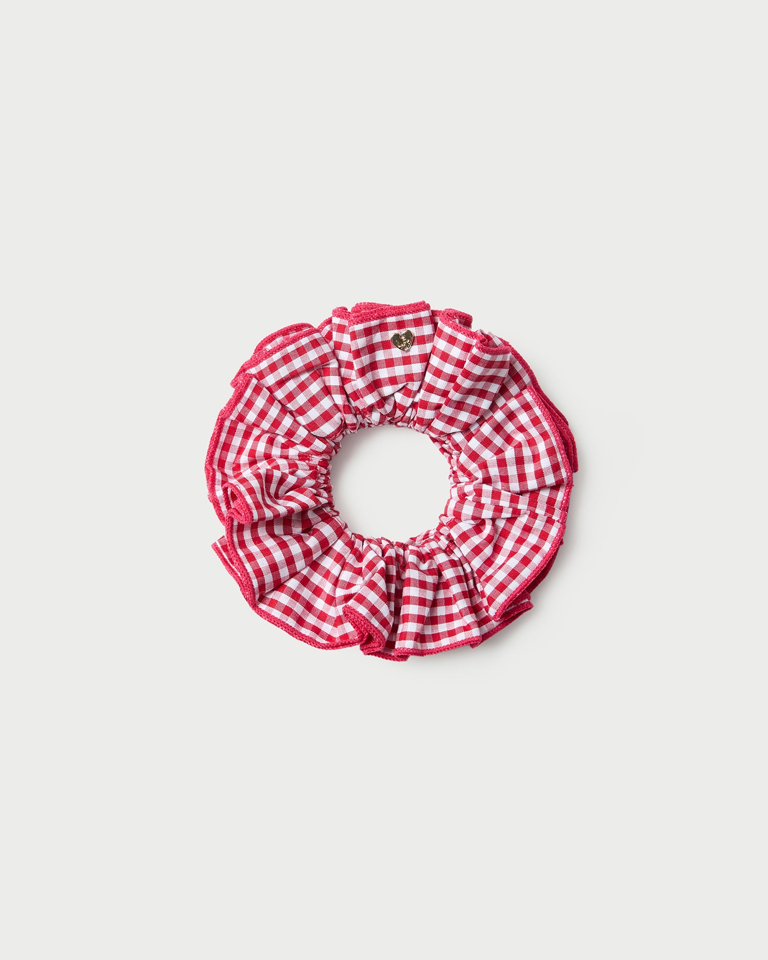 Felice Red Gingham Layered Hair Scrunchie - Stylish Hair Accessory for Women & Girls - Perfect for School, Work, Parties & Everyday Use