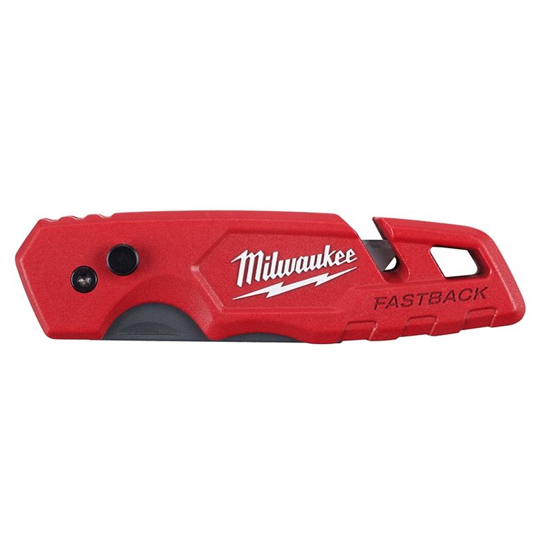 FastBack Folding Utility Knife with 5 Blades Storage - Heavy Duty Retractable Box Cutter for Construction, Warehouse, DIY Projects & Crafting