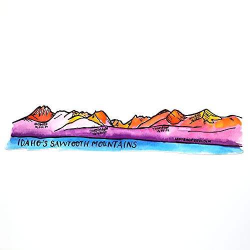 Sawtooth Mountain Range Watercolor Sticker - Premium Vinyl Decal for Laptops, Water Bottles, Car Windows - Perfect for Outdoor Enthusiasts & Nature Lovers