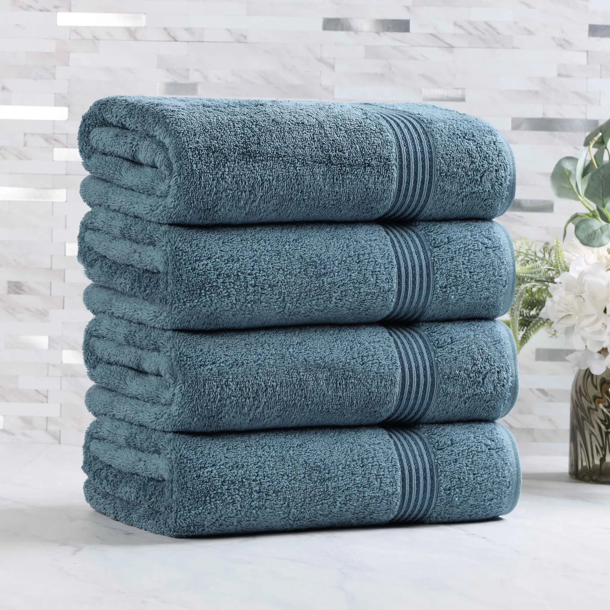 Premium Egyptian Cotton Bath Towels Set of 4 - Ultra Soft & Highly Absorbent Luxury Towels for Spa, Hotel & Home Use