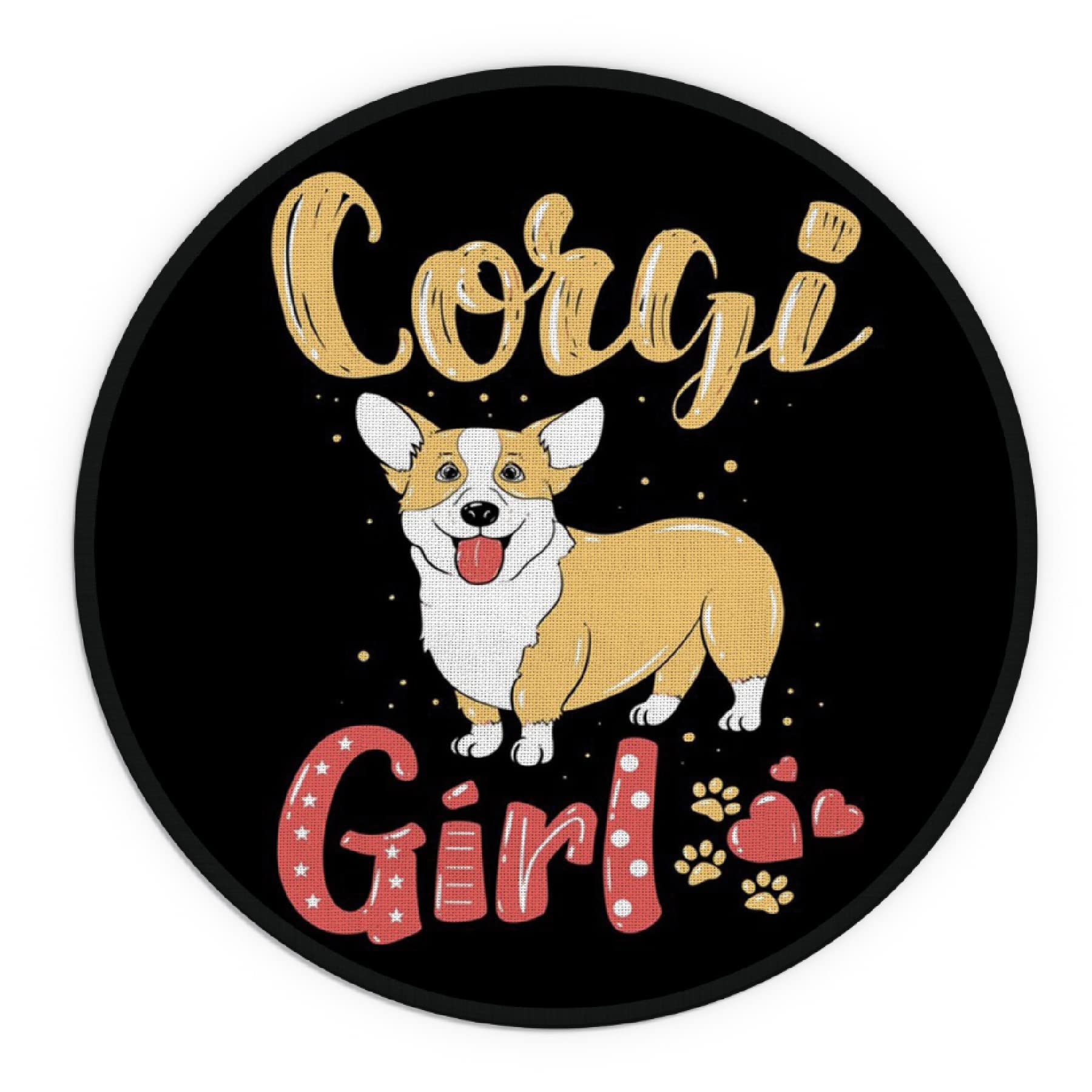 Funny Corgi Girl Waterproof Round Mouse Pad - 7.9 x 7.9 Inch Non-Slip Rubber Base Desk Mat for Office, Home & Dorm Decor - Perfect Gift for Dog Lovers, Corgi Moms & Girls - Great for Work, Gaming & Computer Use