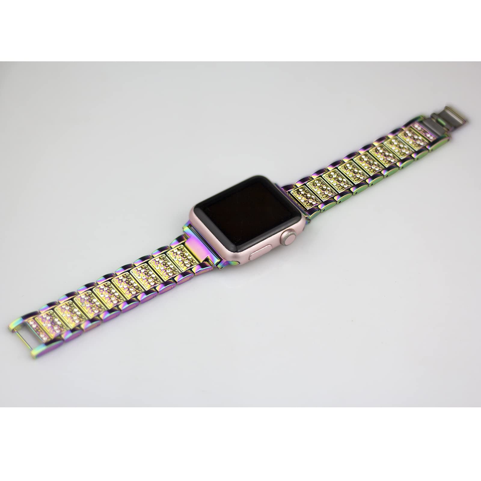 Sparkling Rhinestone Apple Watch Band Compatible with Series 10/9/8/7/SE/6/5/4/3/2/1 - 46mm/45mm/44mm/42mm Women's Elegant Metal Replacement Strap with Pearlescent Finish | Perfect for Parties, Weddings & Formal Occasions