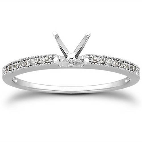 1/10 Ct Diamond Engagement Semi Mount Ring - 14K White Gold Wedding Band for Women, Perfect for Proposals, Anniversaries & Bridal Jewelry Gifts