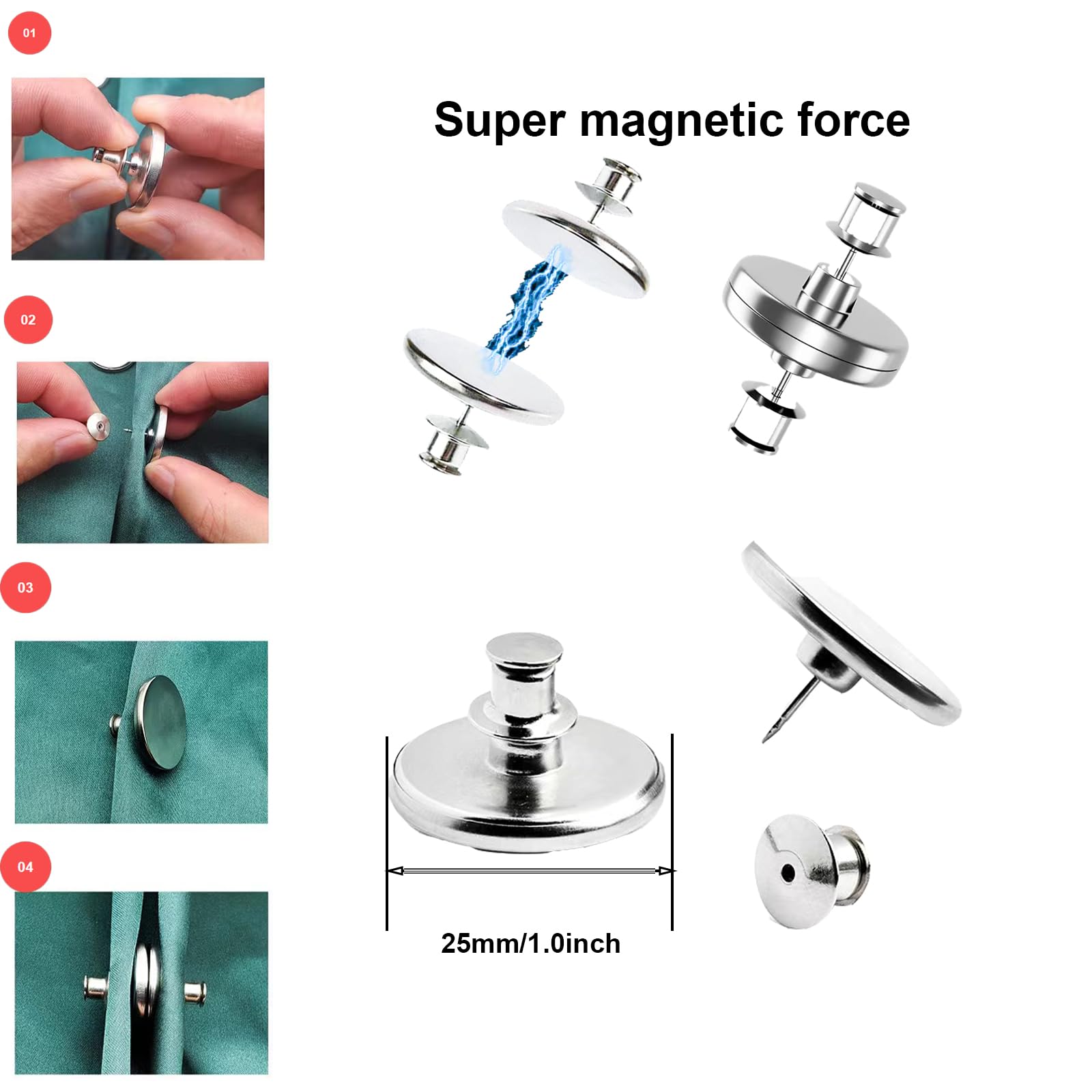 8 Pairs Heavy Duty Magnetic Curtain Clips - 0.98