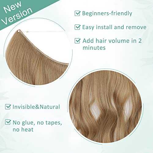 Premium Curly Synthetic Invisible Wire Hair Extensions - Seamless Clip-In Extensions for Volume & Length - Perfect for Parties, Weddings & Everyday Styling