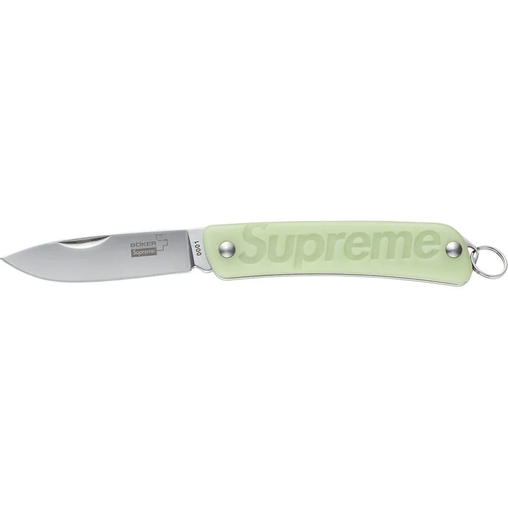 Supreme Boker Glow in the Dark Keychain Knife - Green Tactical Pocket Knife with Keychain for Outdoor, Camping, Hiking & Emergency Use