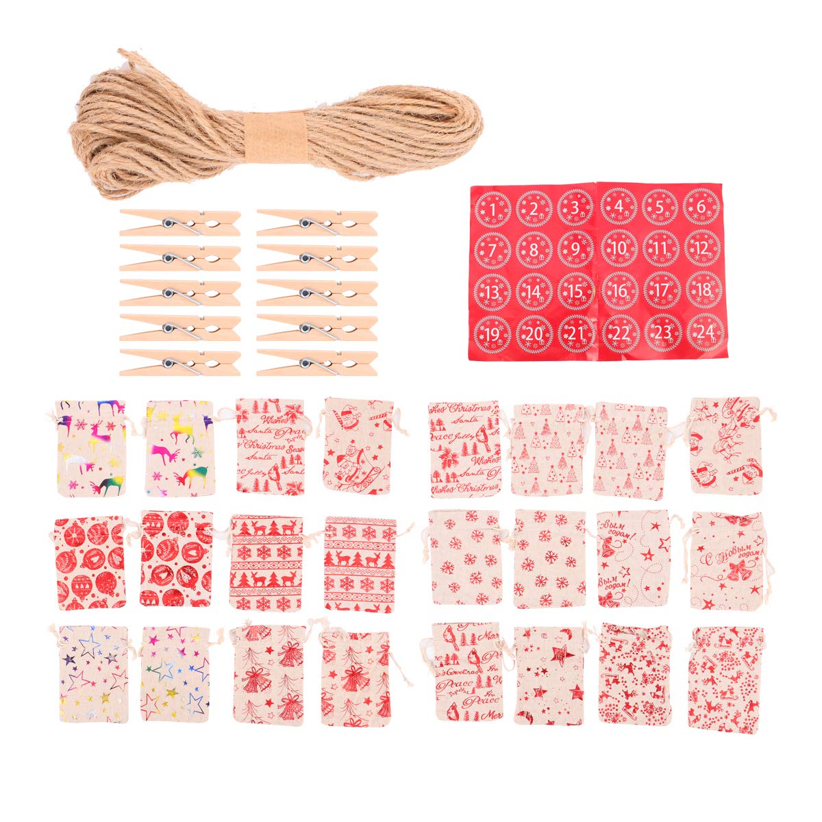 50Pcs Christmas Gold Drawstring Candy Bags - Linen Gift Pouch for Holiday Party Favors, Treat Storage & Festive Decorations | Perfect for Xmas Gifts, Cookie Exchange, Stocking Stuffers & Wedding Favors