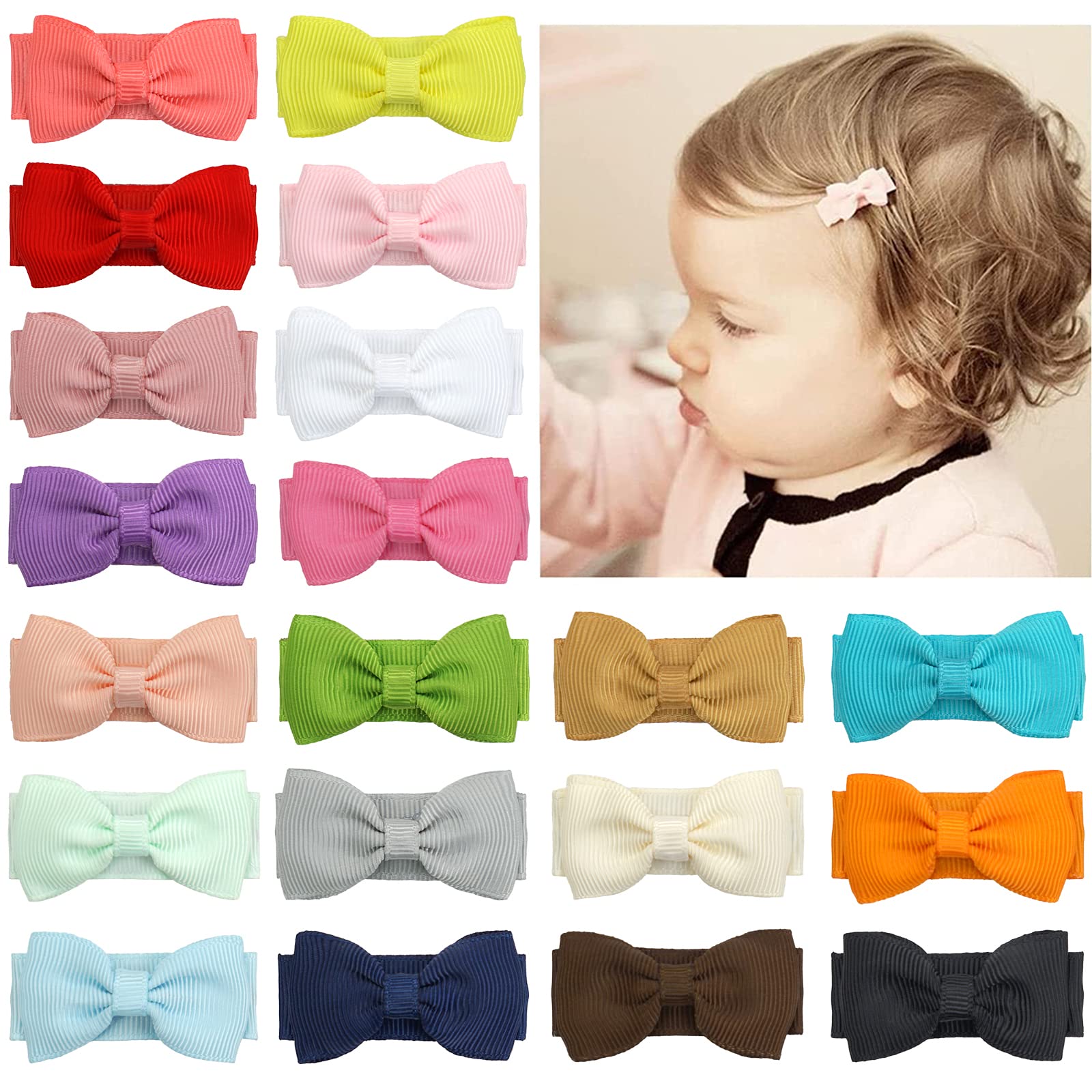 Non-Slip Baby Hair Clips for Girls - 20PCS Tiny Bow Snap Hair Clips for Newborns, Toddlers & Infants | Perfect for Daily Use, Parties & Photo Shoots