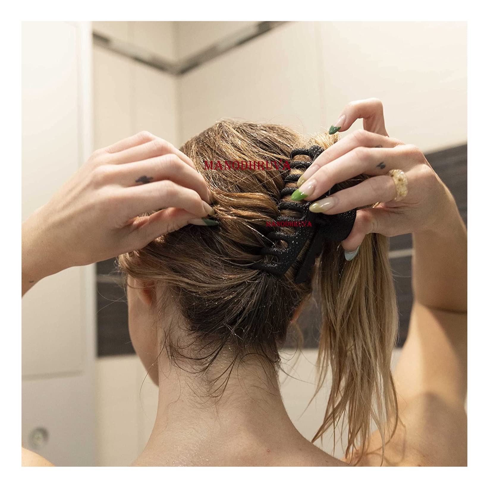 MANODHRUVA 3-Piece Jumbo Hair Claw Clips for Thick Hair - Large Bun Hair Clips (9cm) - Strong Hold Hair Accessories for Women - Perfect for Ponytails, Buns & Updos - Pack of 3
